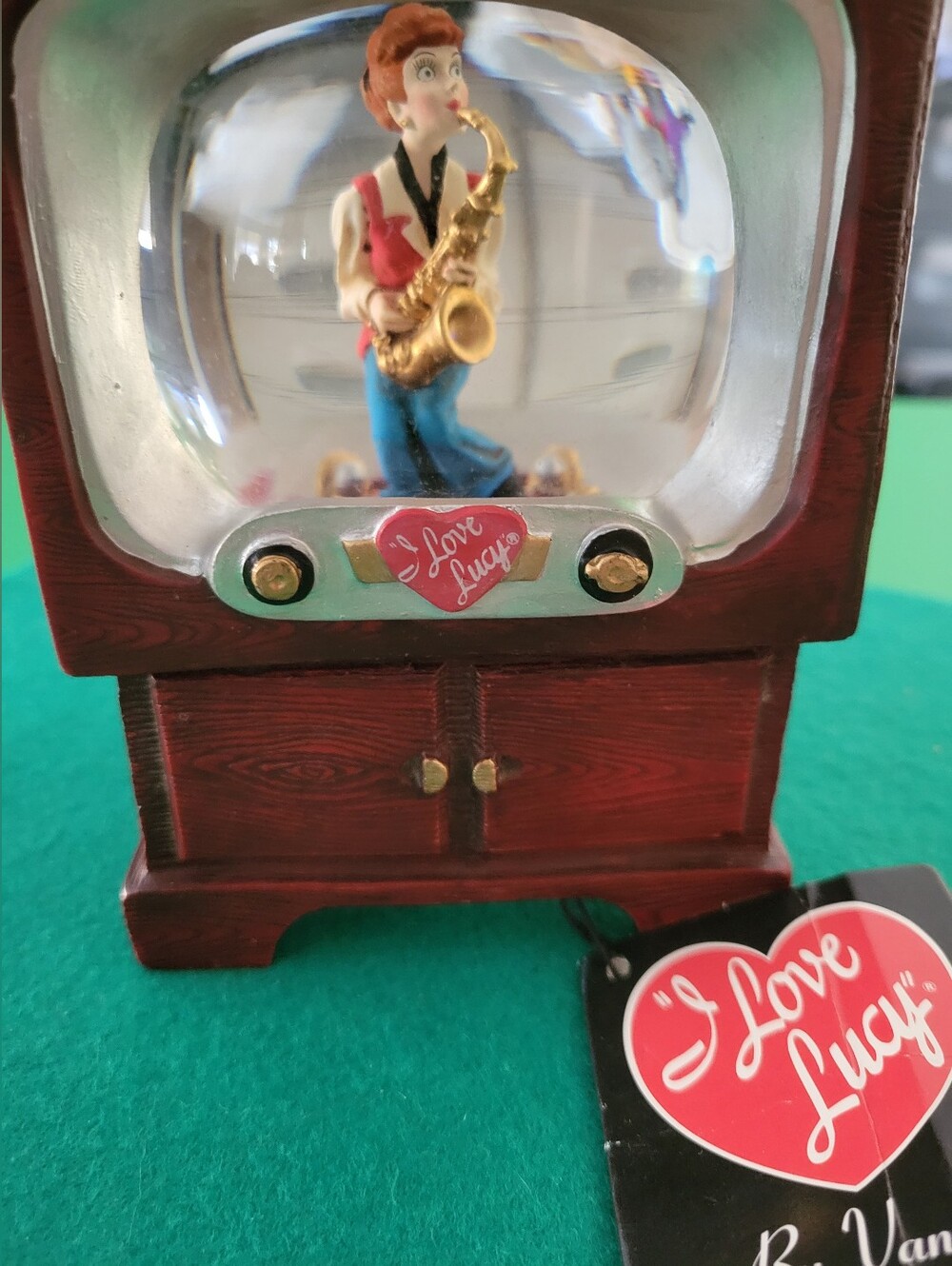 I Love Lucy Saxophone Player Water Globe Music Box By Vandor